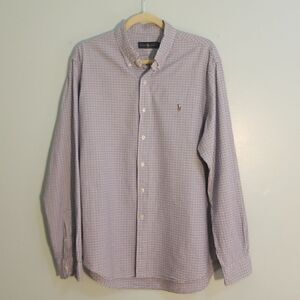 Ralph Lauren, blue/white button up, size XL.